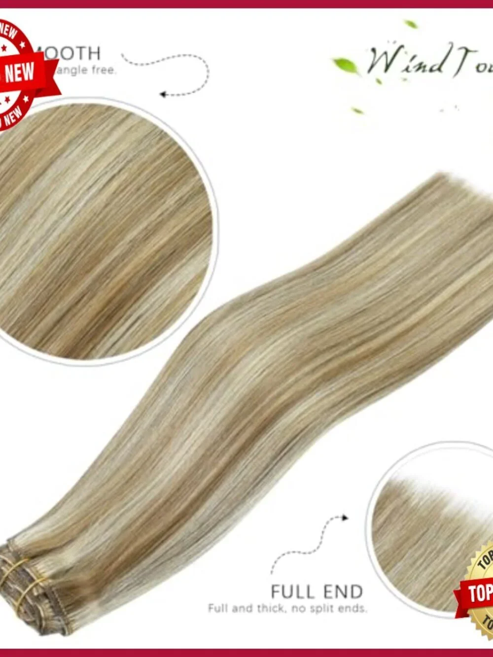 Clip-In Human Hair Extensions 22 Inch 75g 7 Pieces Remy Hair